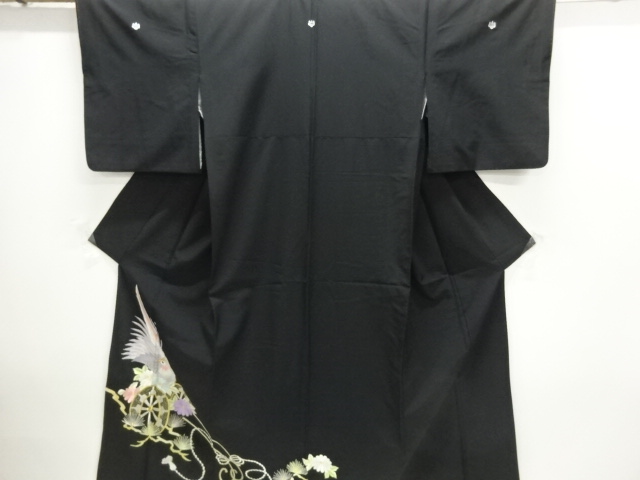 JAPANESE KIMONO / TOMESODE / EMBROIDERY / FLORAL CART